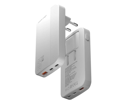 Ładowarka i akumulator Mobile Origin 65W GaN III Slim Charger dual USB-C single USB-A white